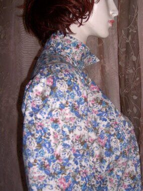 Vintage Puff Shoulder Sleeve Ditzy Floral Button Front Shirt 8